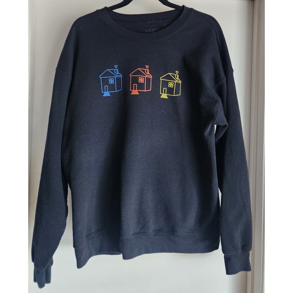 Harry Styles Women's Pullover Sweatshirt Black House Love Merch Overweight Cozy